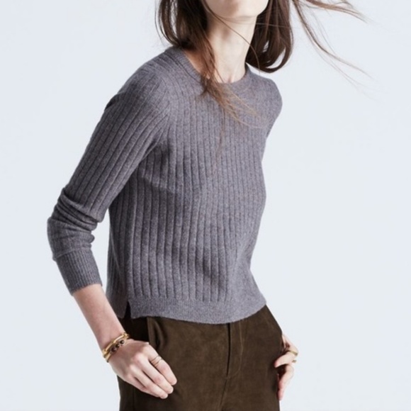 Madewell Sweaters - Madewell Bookend Grey Wool Blend Pullover Sweater